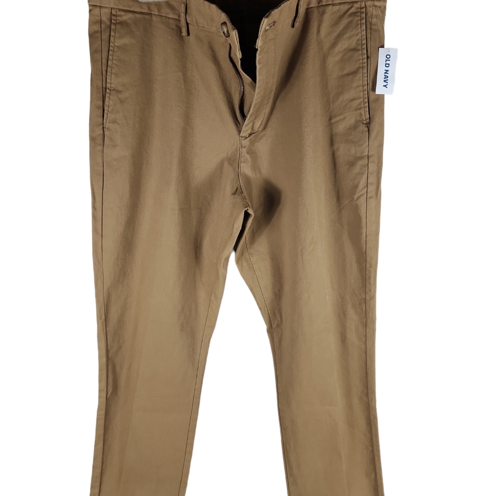 NWT, Old Navy, 0349, Men's tan, slim pants, belt loops, pockets, Sz 34×32 - Picture 9 of 9